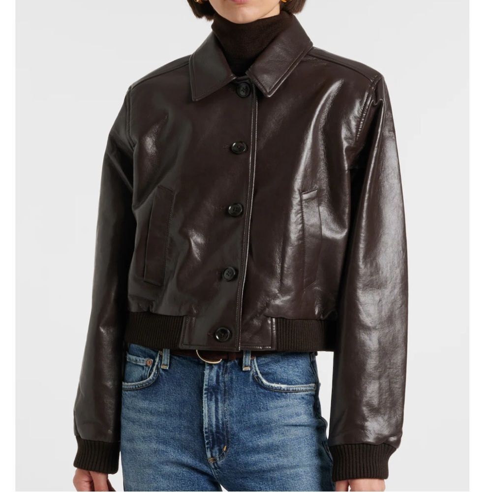 Citizens of Humanity Lola Bomber Recycled Leather Jacket Dark Brown XL NEW NWT